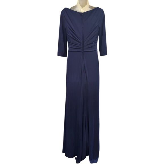 La Femme Ruched Jersey Column Gown in Navy Blue NWOT Size 10 - Picture 5 of 6